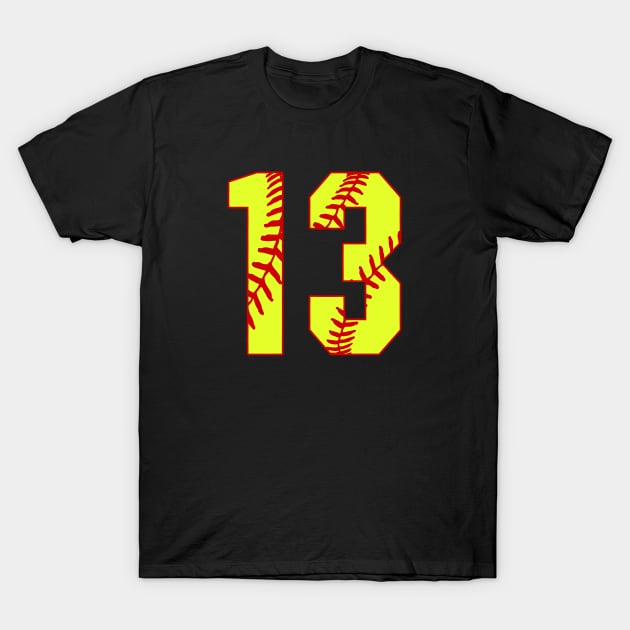 Fastpitch Softball Number 13 #13 Softball Shirt Jersey Uniform Favorite Player Biggest Fan T-Shirt by TeeCreations